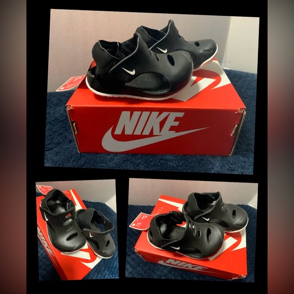 Nike Sunray Protect 3 Little Kids' Sandals Black-White - Picture 1 of 10
